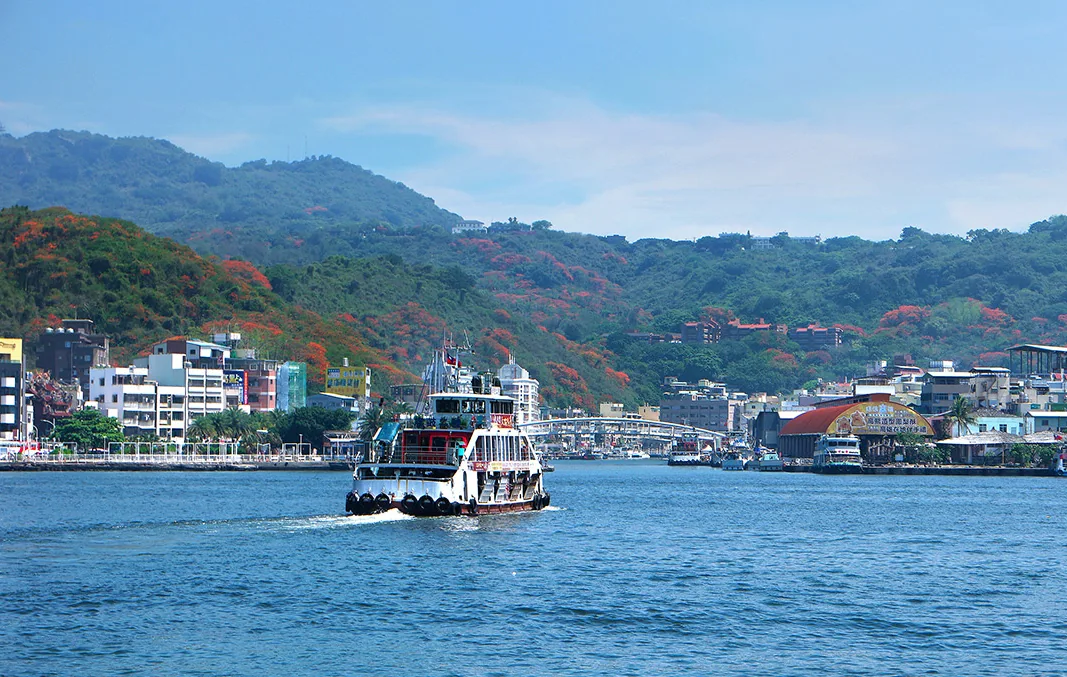 A ferry crossing Kaohsiung Harbor between Cijin and Gushan